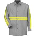Vf Imagewear Red Kap¬Æ Enhanced Visibility Industrial Long Sleeve Work Shirt, Gray, Poly/Cotton, Tall, L SP14EGLNL